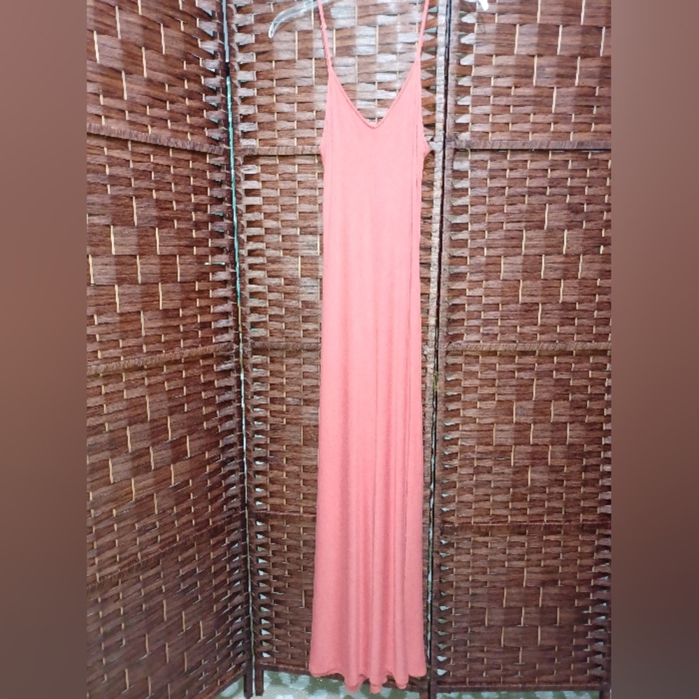 Vintage Mossimo Coral Slip Maxi Dress with Spaghetti Straps